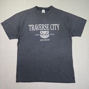 VTG Traverse City Michigan T-Shirt L Men‎ Sherry's Best Gray Single Stitch USA